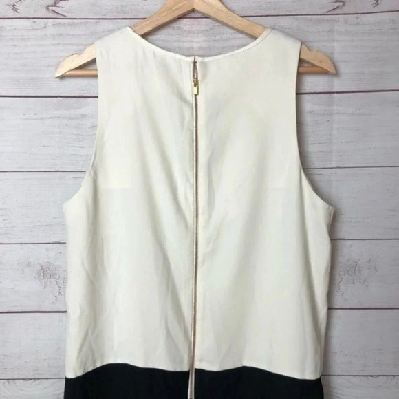 Banana Republic Black & White Colorblock Crepe Sleeveless Shift Dress 8 - Picture 6 of 7